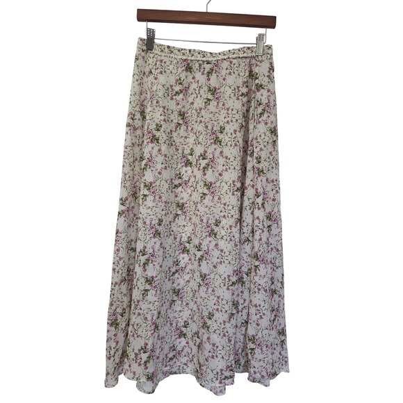 Max Studio Dresses & Skirts - Max Studio Midi Skirt Textured Crepe Elastic Waist Women M Cream Floral NWOT